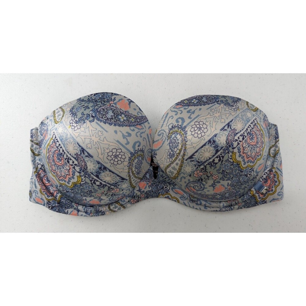 Victoria's Secret Bra Women's 36D Blue Paisley Multiway Very Sexy